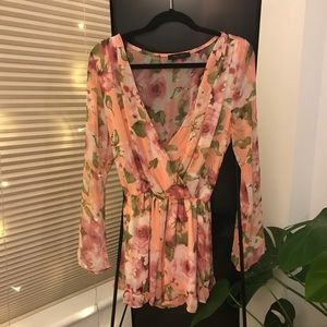 Honey Punch Floral Chiffon Romper